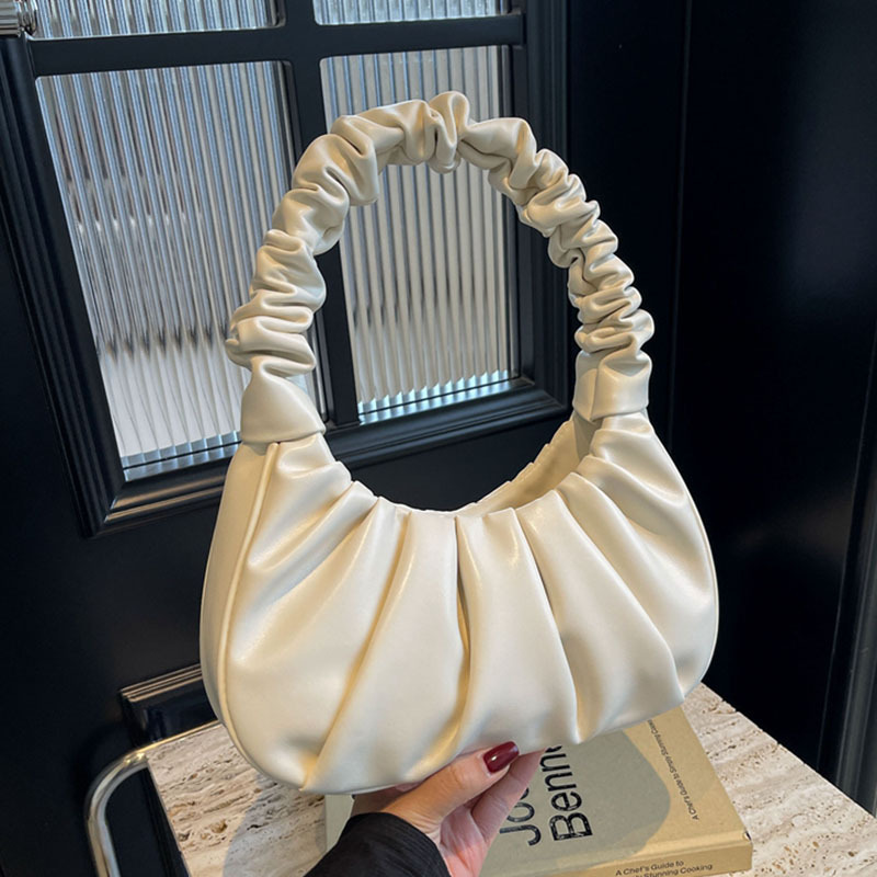French niche design women's bag, fashionable pleated underarm bag, new 2024 trendy and versatile casual hand-held shoulder bag full figure