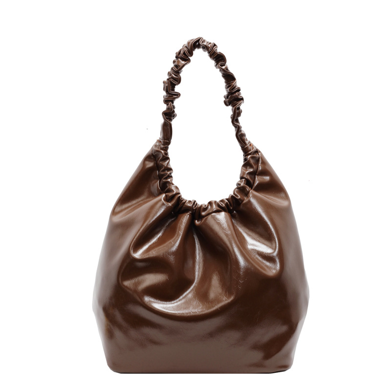 Pleated tote bag for women, 2024 new Korean style ins fashion solid color large capacity single-shoulder bag, versatile women's bag Item Picture