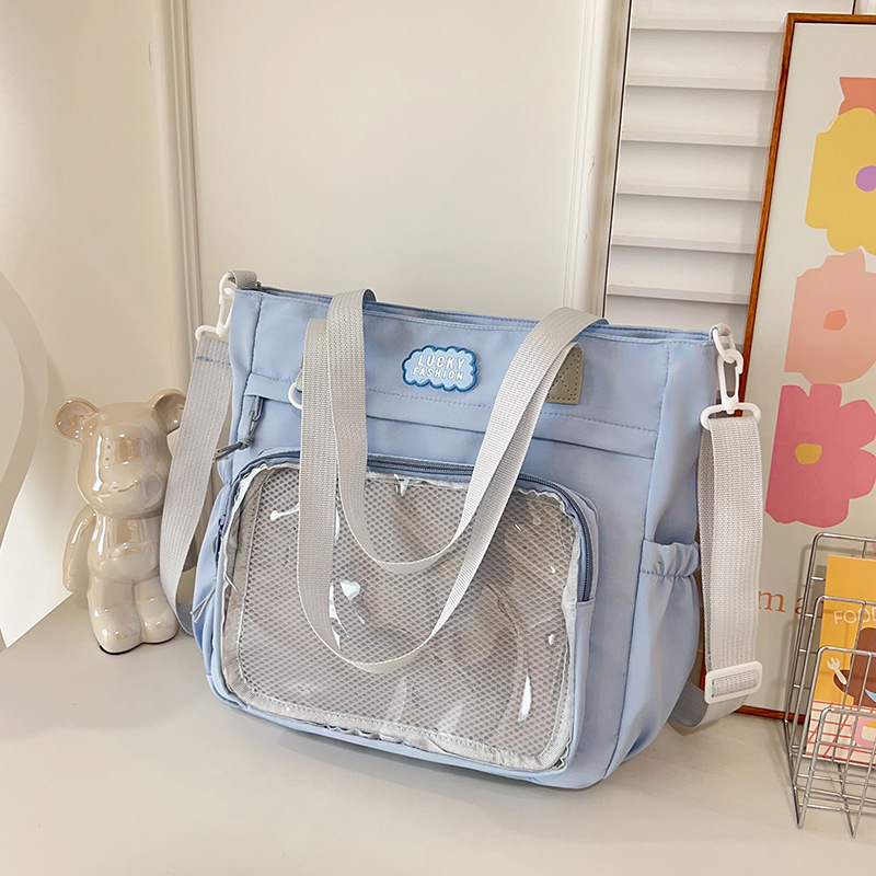 Japanese-style bambus-shaped shoulder bag, 2D single-shoulder bag, large-capacity cute crossbody bag, student transparent handbag full figure