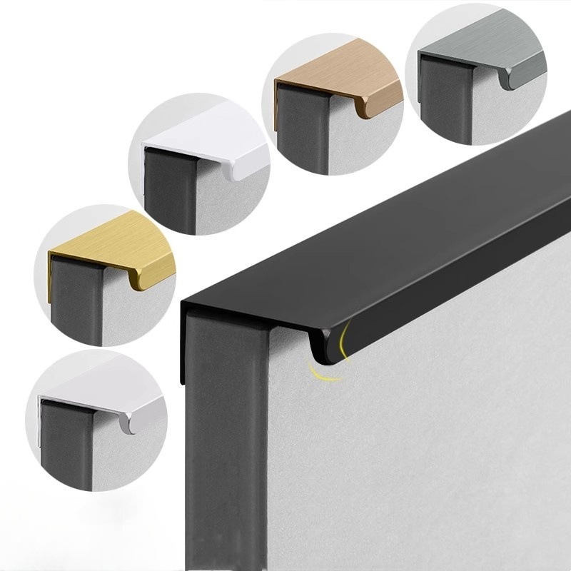 Black one-meter extended handle, modern and simple invisible, no need for drilling, cabinet door, wardrobe, shoe cabinet, drawer door edge banding full figure