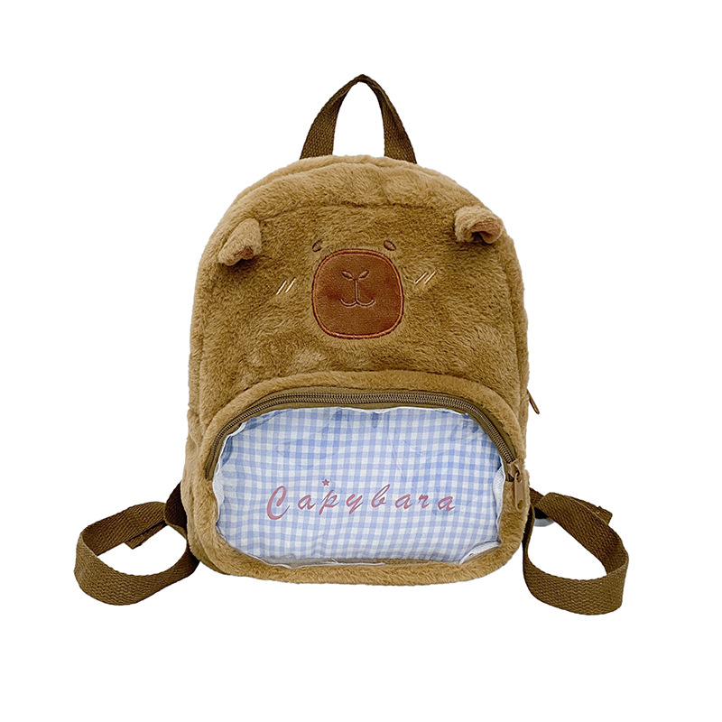 New Japanese-style pain bag, cute and girlish checkered transparent backpack, cartoonish personality, a gift for classes, outings and birthdays Item Picture