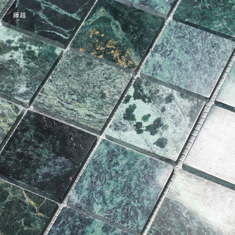 Shangmei large flower green stone, marble Mosaic, ceramic swimming pool, water feature tiles, Mosaic water pool, fish pool Application Scenario