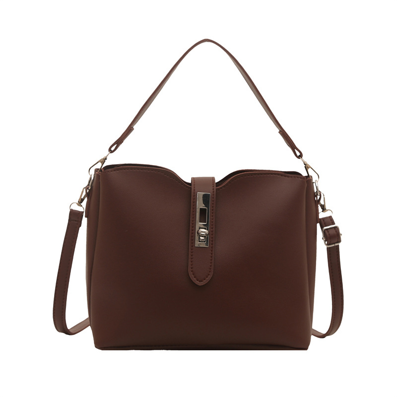 New high-end quality bucket tote bag, large-capacity crossbody bag, hand-held bill shoulder bag, solid color, simple and versatile for commuting Item Picture