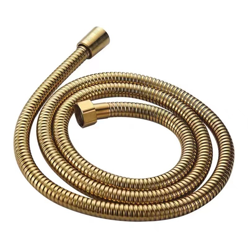 Black stainless steel shower hose, bathroom golden hose, explosion-proof metal shower hose, antique encrypted hose Item Picture