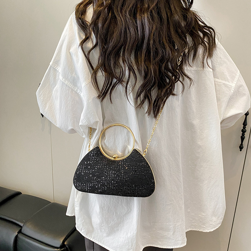 High-end sequined women's 2025 new chain hand-held box bag paired with cheongsam, elegant women's evening bag Specification drawing