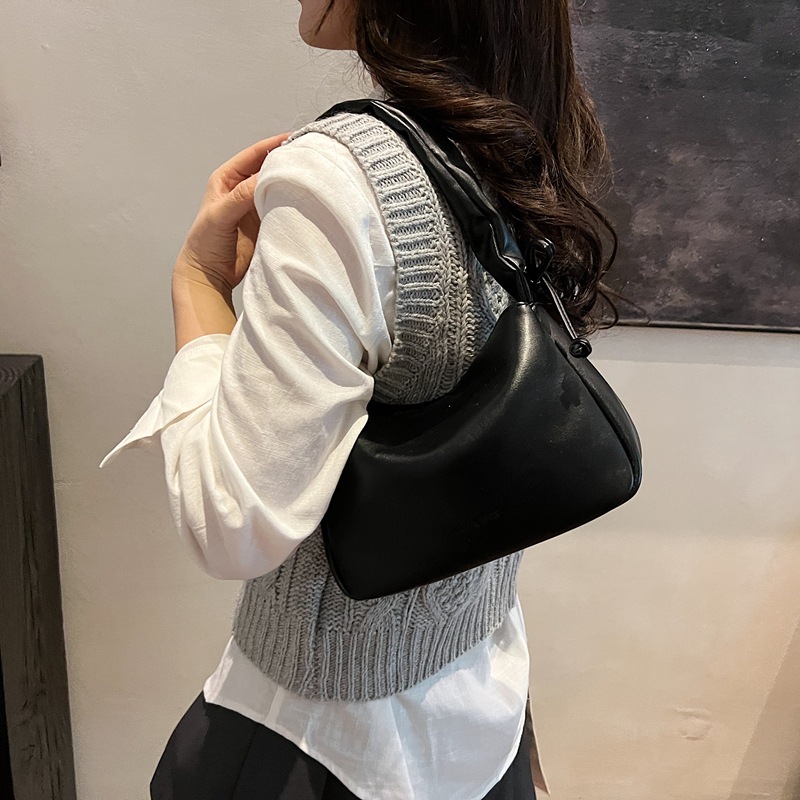 Fashionable and casual single-shoulder bag 2025 new style niche solid color underarm bag Shiny soft leather commuter bag trendy crossbody bag Specification drawing