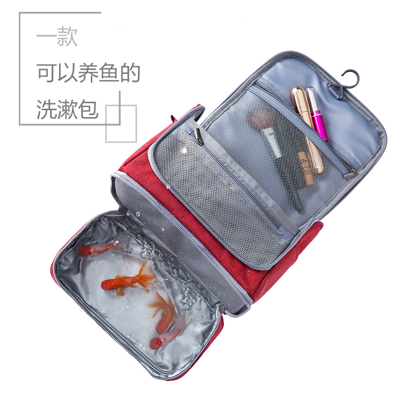 Hanging dry-wet separated toiletry bag, travel makeup bag, cosmetics storage bag, large-capacity makeup bag with a high-end feel Specification drawing