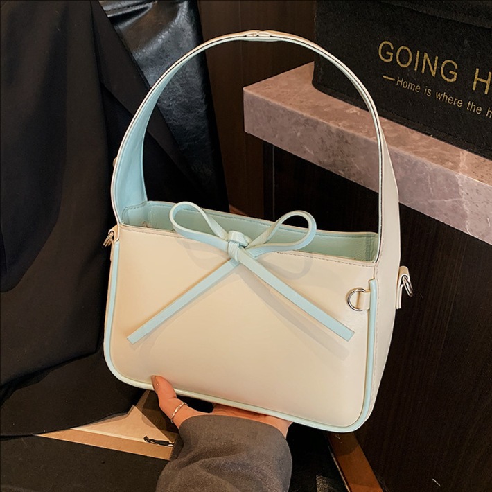 2025 New Korean-style simple bow handbag, a fashionable and versatile single-shoulder underarm bag for casual crossbody women full figure