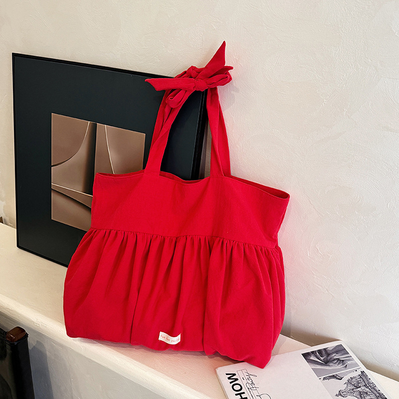 Simple and versatile casual single-shoulder canvas bag for university classes, a new large-capacity fashionable tote bag for women in 2025 details Picture