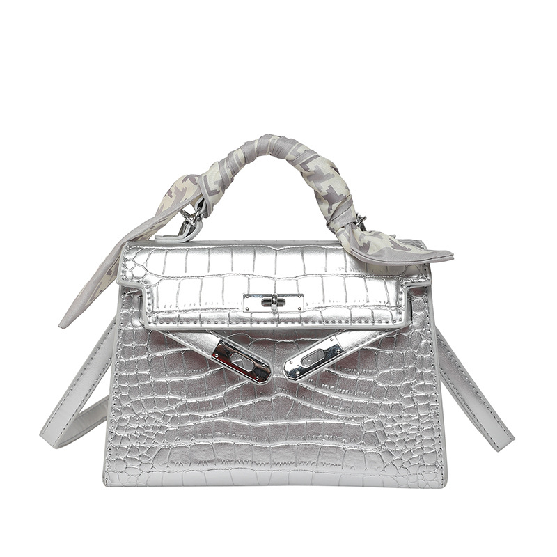 The 2025 new style of women's bag is fashionable and versatile, featuring a high-quality crossbody and hand-held small square bag with crocodile pattern and Kelly design Item Picture