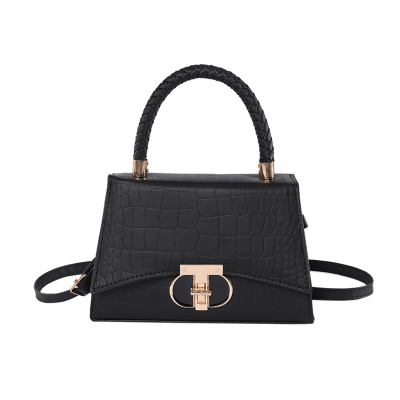 Solid-color lock buckle elegant single-shoulder crossbody bag 2023 This year's popular Korean-style simple and stylish small square bag for women's casual wear Item Picture