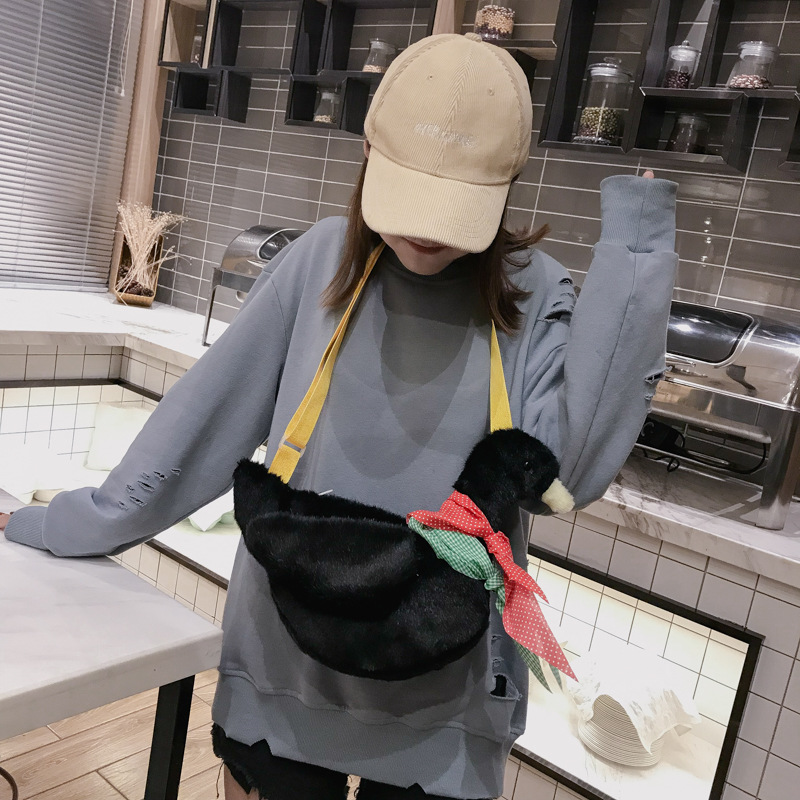 "Chong Ya Girl Duck Bag Girl 2018 New Korean Style Cute plush single-shoulder Bag Fashionable Cartoon duck crossbody bag. Specification drawing