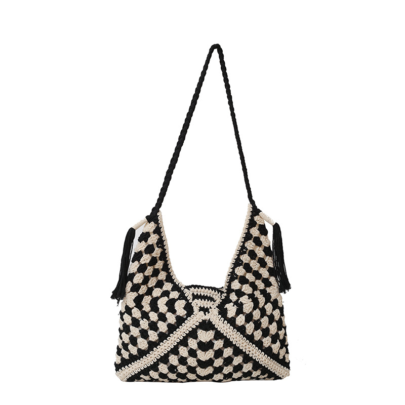 Bohemian-style straw woven bag for women 2025 New seaside vacation beach bag, large-capacity casual woven tote bag Item Picture