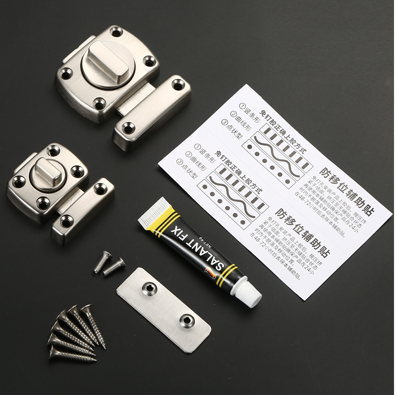 Zinc alloy pin thickened bedroom wooden door anti-theft lock bolt, no need for drilling, sliding door and sliding door left and right pin wholesale details Picture
