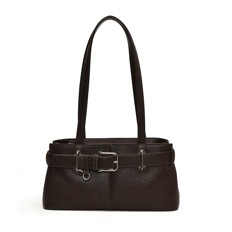 Autumn and winter trendy single-shoulder underarm bag, 2024 new winter retro belt lock motorcycle bag, fashionable commuting bag Item Picture