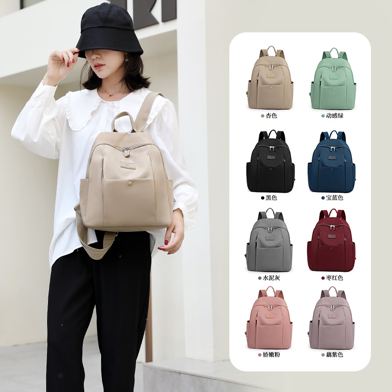 Ladies' multi-layer portable backpack, Korean style trendy water-resistant nylon bag, large-capacity travel bag details Picture