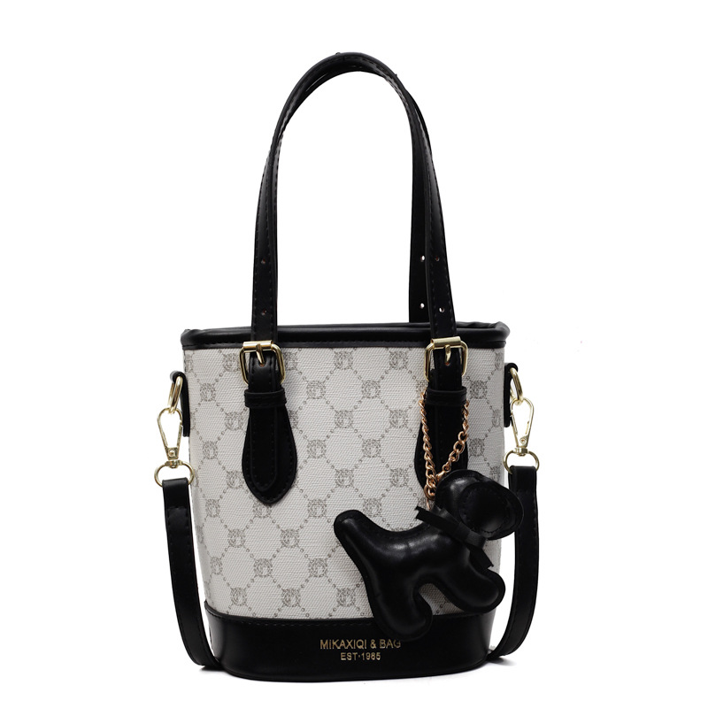 Retro print, fashionable and simple hand-held bucket bag for women, 2025 new style, casual, versatile and high-end single-shoulder crossbody bag Item Picture