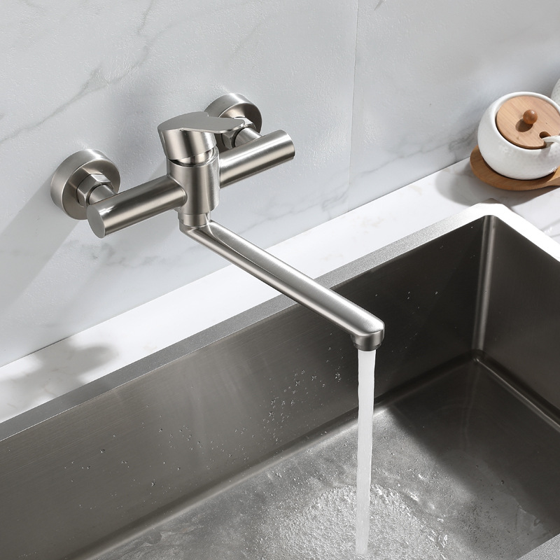 Wholesale 304 stainless steel kitchen faucets, mops, sinks, washing basins, balcony laundry sinks, wall-mounted hot and cold water faucets details Picture