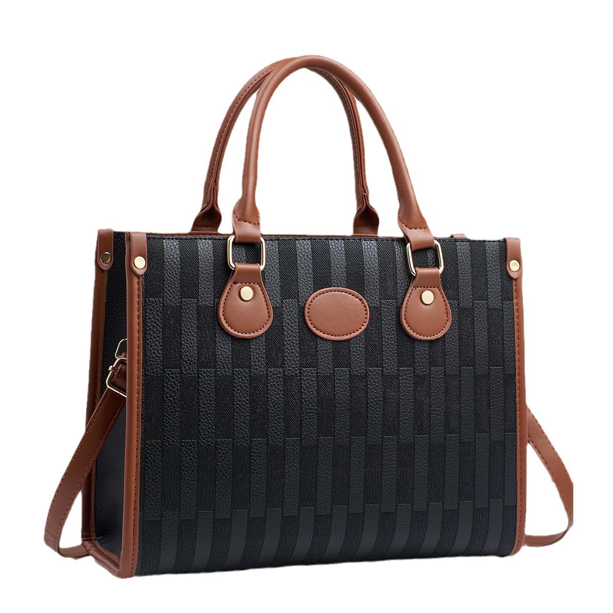New large-capacity, fashionable and versatile women's bag, simple and trendy color-blocked handbag, simple and elegant women's bag with foreign trade quality Item Picture