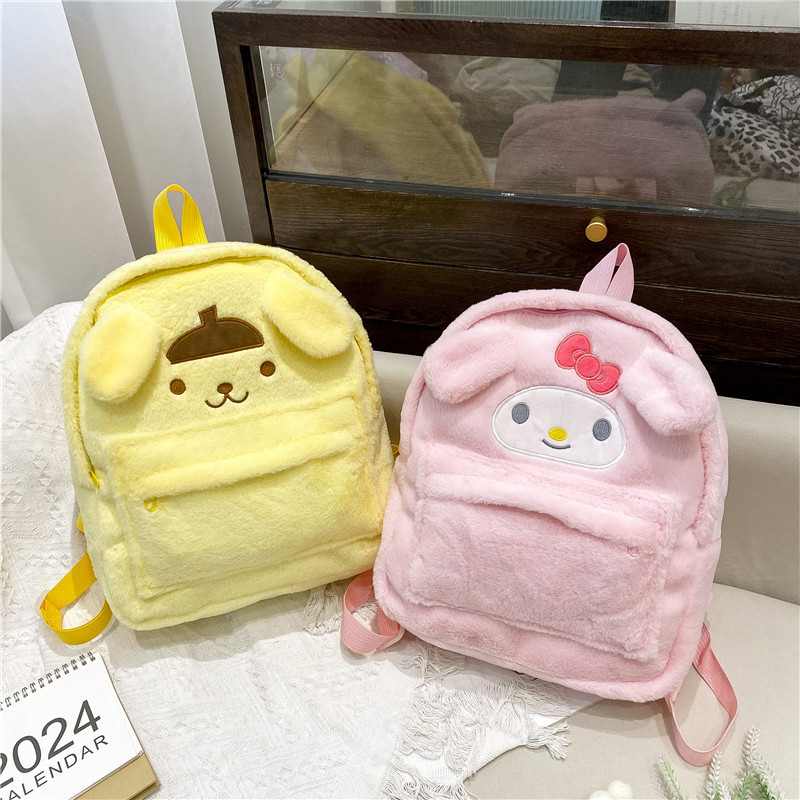 New Sanrio plush backpack, cute Kuromi Melody toy backpack, large-capacity children's schoolbag for girls Specification drawing
