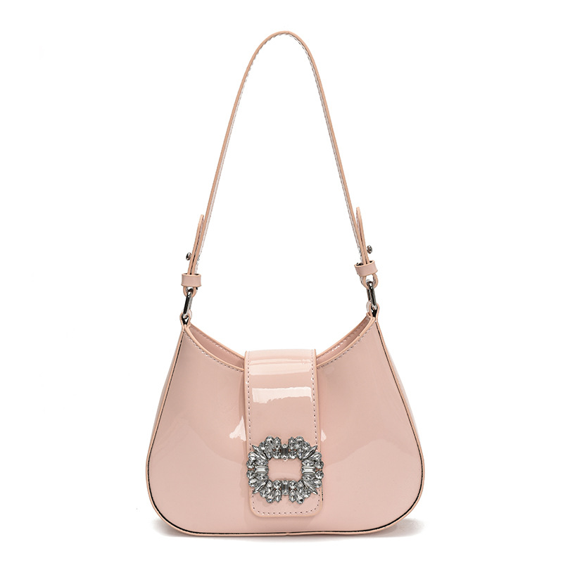 Patent leather underarm bag, fashionable bucket bag for women, 2025 new style, niche design, high-end feel, single-shoulder small square bag Item Picture
