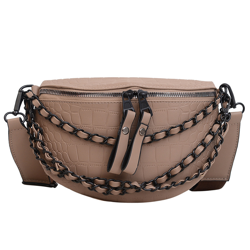 Wide-shoulder strap women's bag, fashionable chain bag, new autumn/winter 2024 trendy crossbody bag, Korean-style fashionable saddle bag for women Item Picture