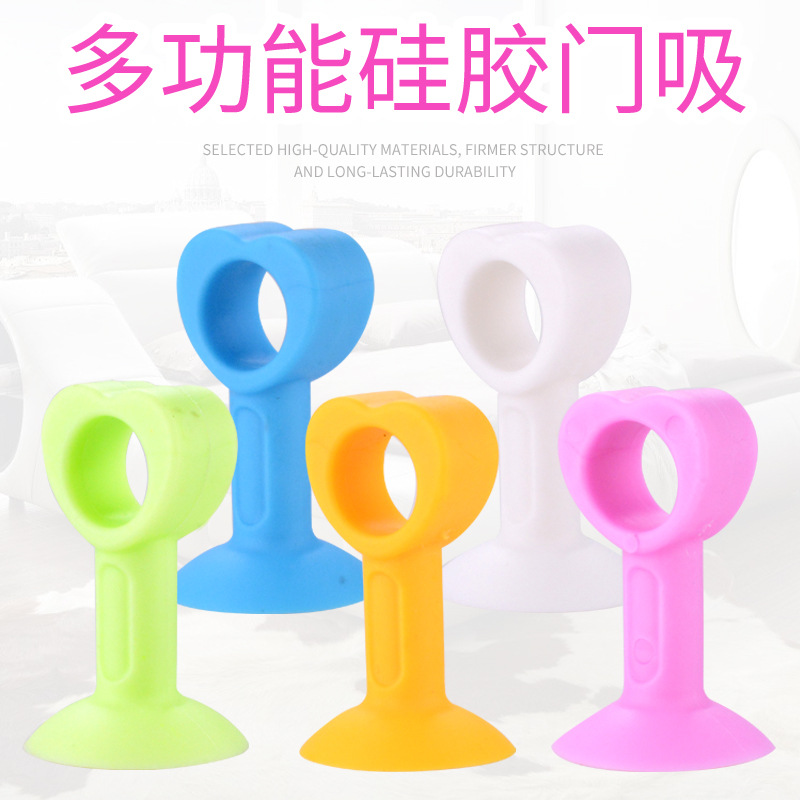 Jinshengyuan silicone door stop, non-drilling handle, anti-collision bathroom buffer door stop, plastic rubber door bump door stop details Picture