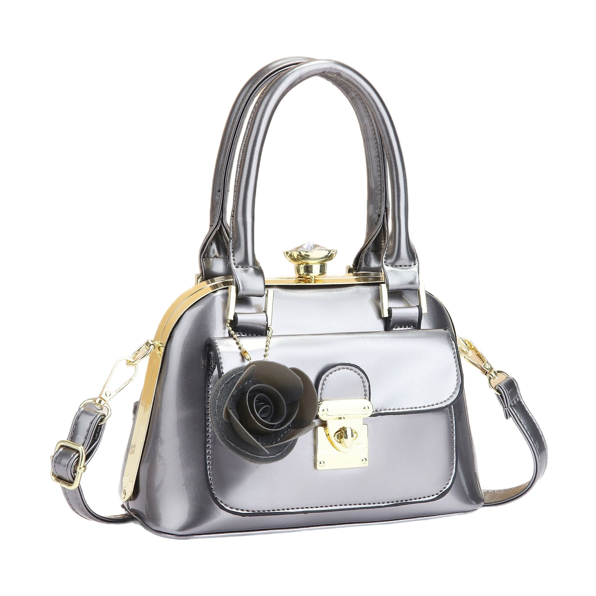 Patent leather women's bag 2025, exquisite noble lady's single-shoulder bag, crossbody bag, new Korean style, versatile and elegant shiny leather handbag Item Picture