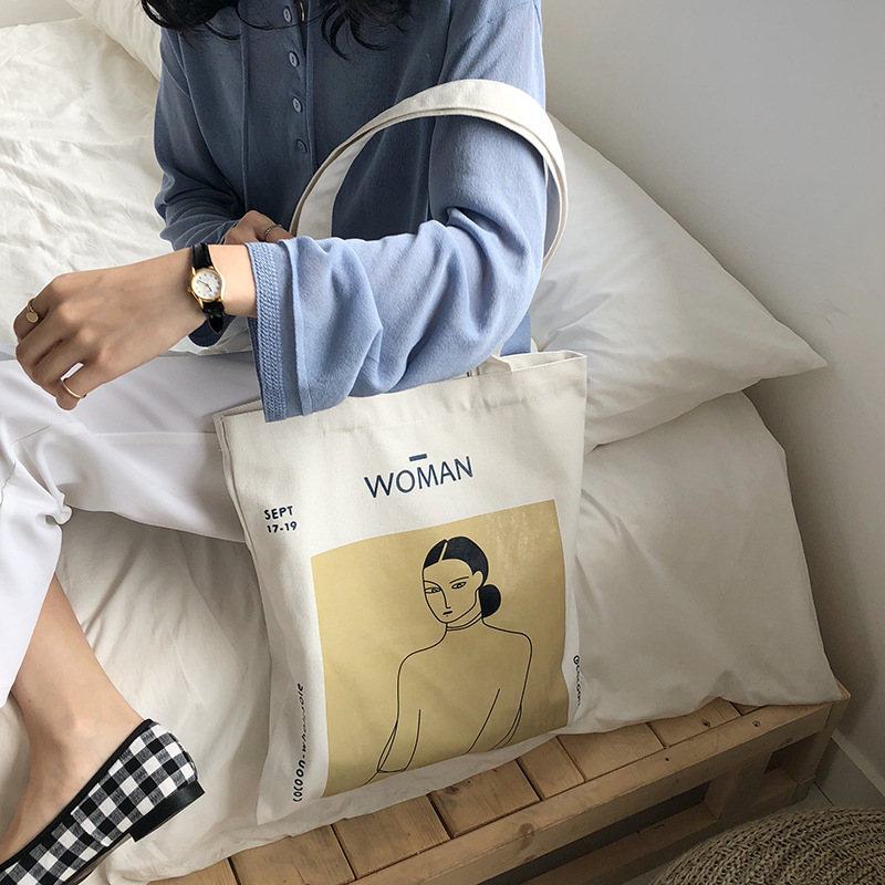 A225 Korean simple canvas bag ulzzang Harajuku Japanese Forest Girl Artistic single-shoulder bag student schoolbag Specification drawing
