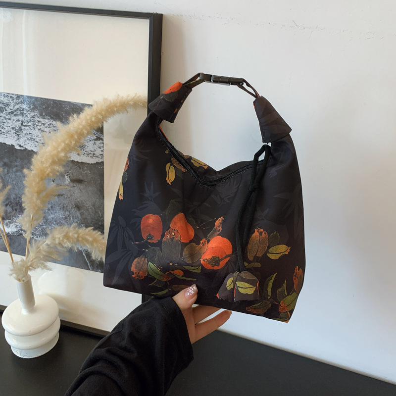 Fashionable bamboo leaf underarm bag, Chinese simple and casual crossbody bag, printed hand-held crossbody bag, fashionable and simple dumpling bag full figure