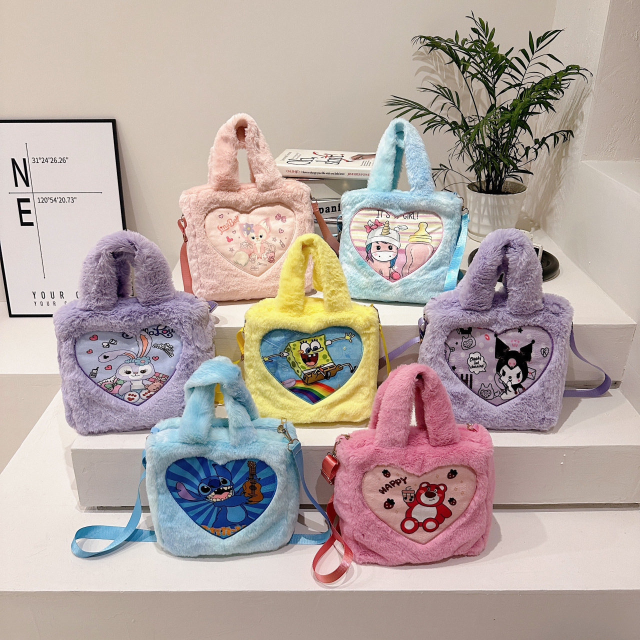 New Kulomi single-shoulder crossbody bag Japanese anime plush handbag Star Baby Star Delu storage bag full figure