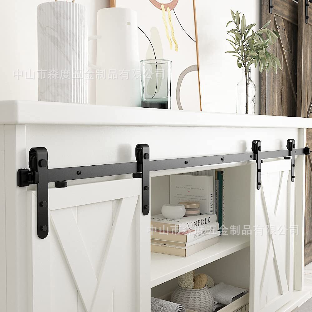 Mini barn door, cabinet, TV cabinet, furniture, sliding door, hardware, American-style cross-border special barn door, hanging rail Specification drawing
