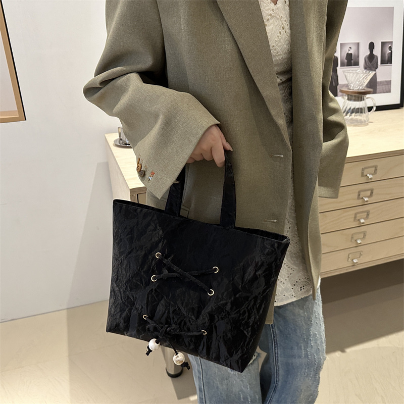Fashionable bow large-capacity tote bag for women, new autumn 2024 collection, simple and casual single-shoulder bag, commuter underarm bag Specification drawing