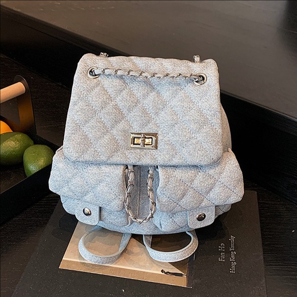 Korean-style stylish chanel-style backpack 2025 Summer Fashion new chain casual versatile backpack Trendy schoolbag full figure