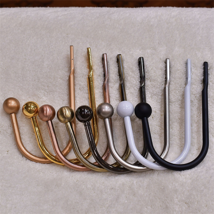 Yonghao Hardware Cross-border Supply Factory direct sales of aluminum alloy curtain straps, small curved hooks, round head curtain hooks, and wall hooks full figure