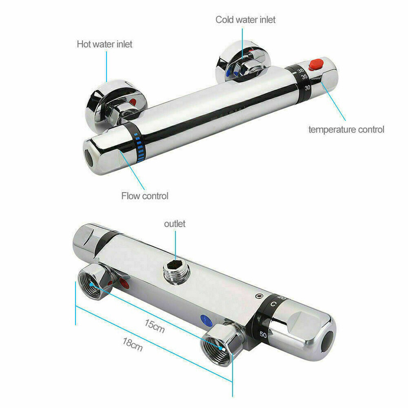 Genuine thermostatic valve with a lock-plated concealed installation, solar thermostatic valve, electric water heater, thermostatic valve, faucet, double connection details Picture