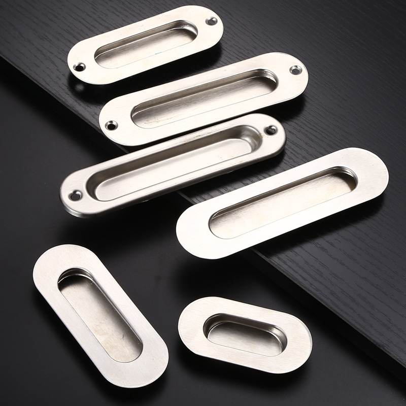 Stainless steel concealed handle drawer cabinet door, invisible built-in sliding door, cabinet hidden concealed latch, sliding door concealed handle Application Scenario