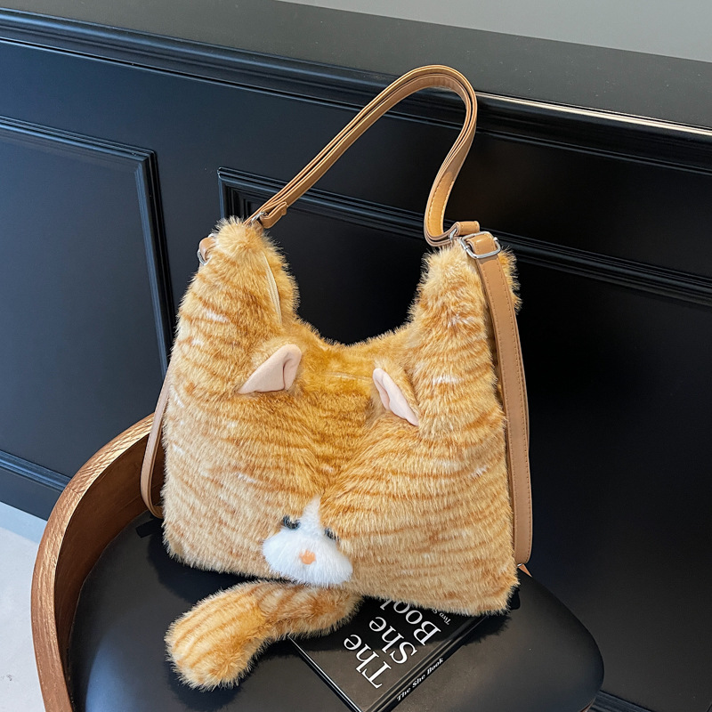 Fluffy women's 2024 new style single-shoulder bag, large-capacity backpack, multi-functional commuting crossbody bag details Picture