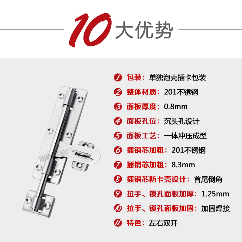 Wholesale of stainless steel left and right pins, stainless steel with locks, reverse side door inserts, anti-theft double-head wooden door bolts from the manufacturer Application Scenario