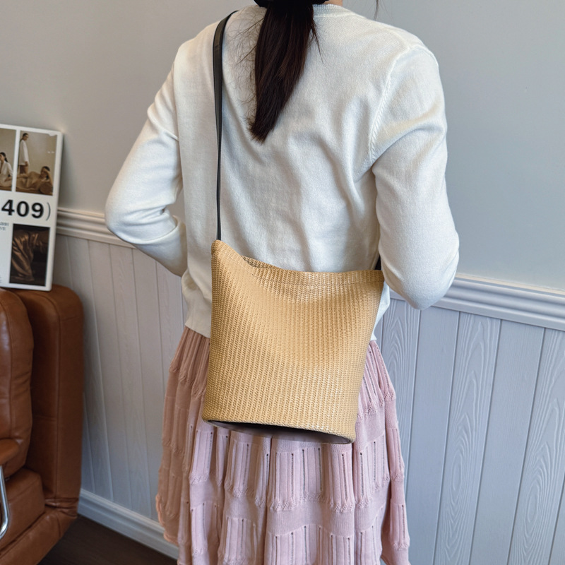 2025 New seaside vacation beach woven bag for women, fashionable, versatile and trendy, large-capacity straw woven single-shoulder crossbody bag Specification drawing