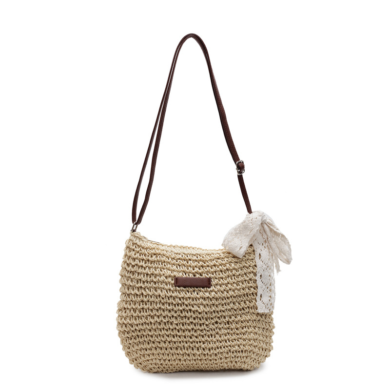 Woven straw crossbody bag for women, large capacity 2025 new summer versatile bucket bag, beach vacation bag Item Picture