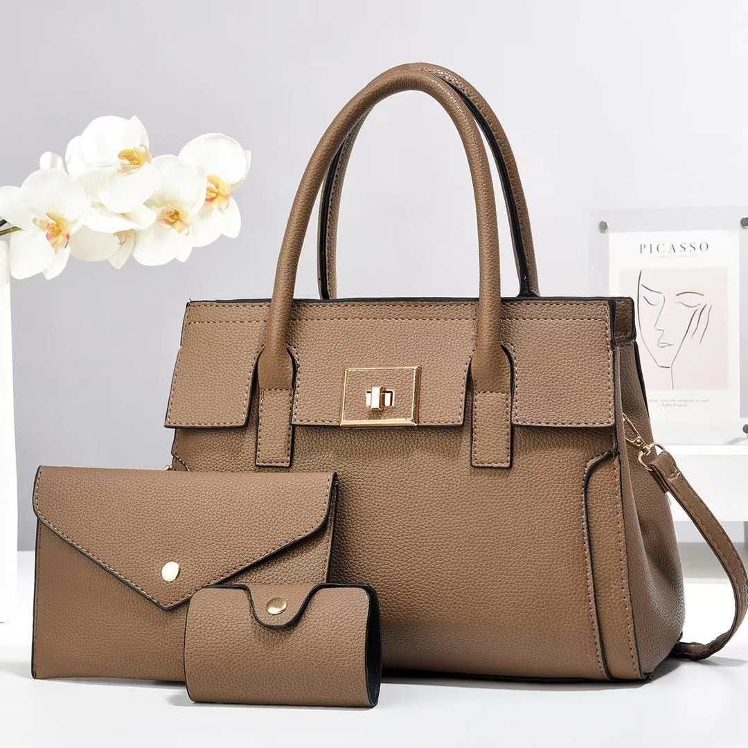 Three-piece set of large foreign trade bags for 2024 autumn and winter, new handbag, commuter crossbody bag, cross-border large-capacity tote bag details Picture