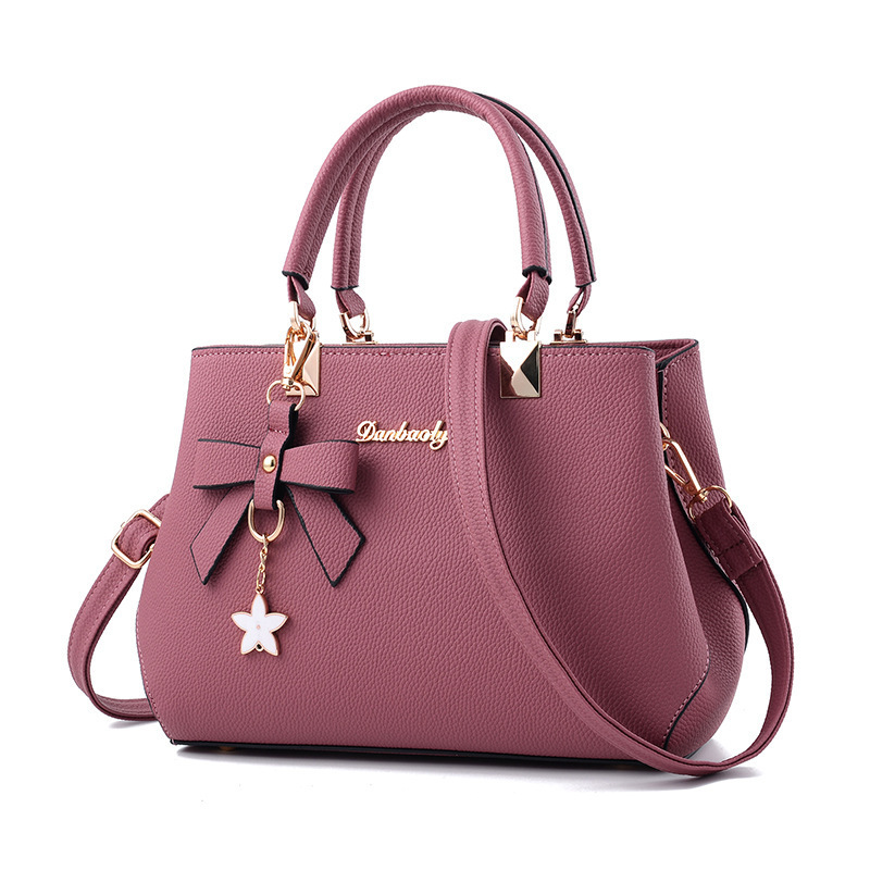 Taizhou pu leather women's bag 2024 New style Trendy bow single-shoulder crossbody bag, mom's handbag, middle-aged women's bag full figure