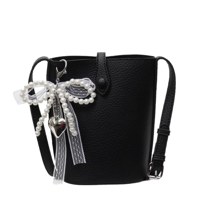 Cross-border high-end soft leather hand-held bucket bag 2025 new style, versatile and simple mobile phone bag, fashionable single-shoulder crossbody bag Item Picture