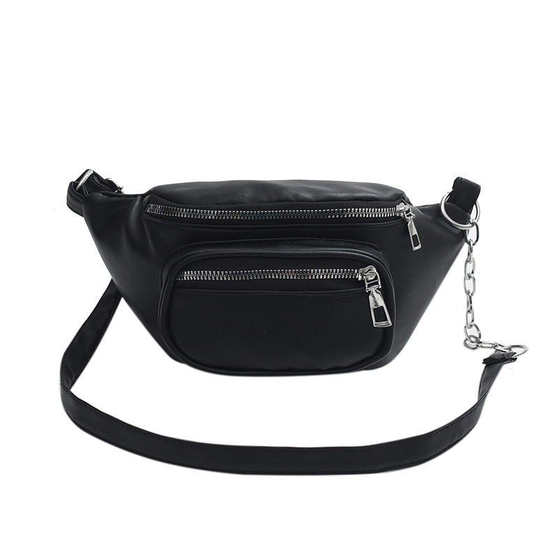 Fashionable women's waist bag 2023 New style simple travel chest bag solid color pu diamond-shaped embroidery thread single-shoulder crossbody bag Item Picture