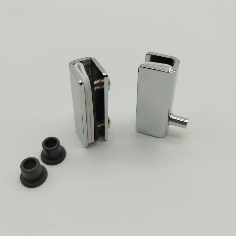 Bright chrome-plated door stop glass door hinge glass fixing clip upper and lower rotating shaft door clip Specification drawing
