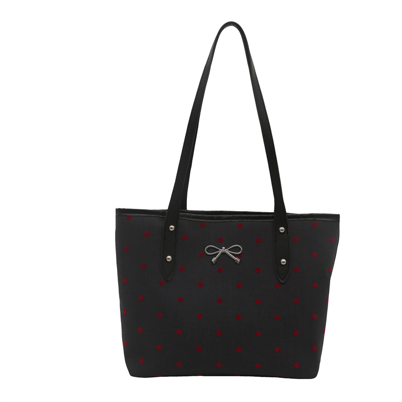 Polka dot printed bow tote bag for women 2024 New fashion trend, large-capacity casual single-shoulder crossbody bag Item Picture
