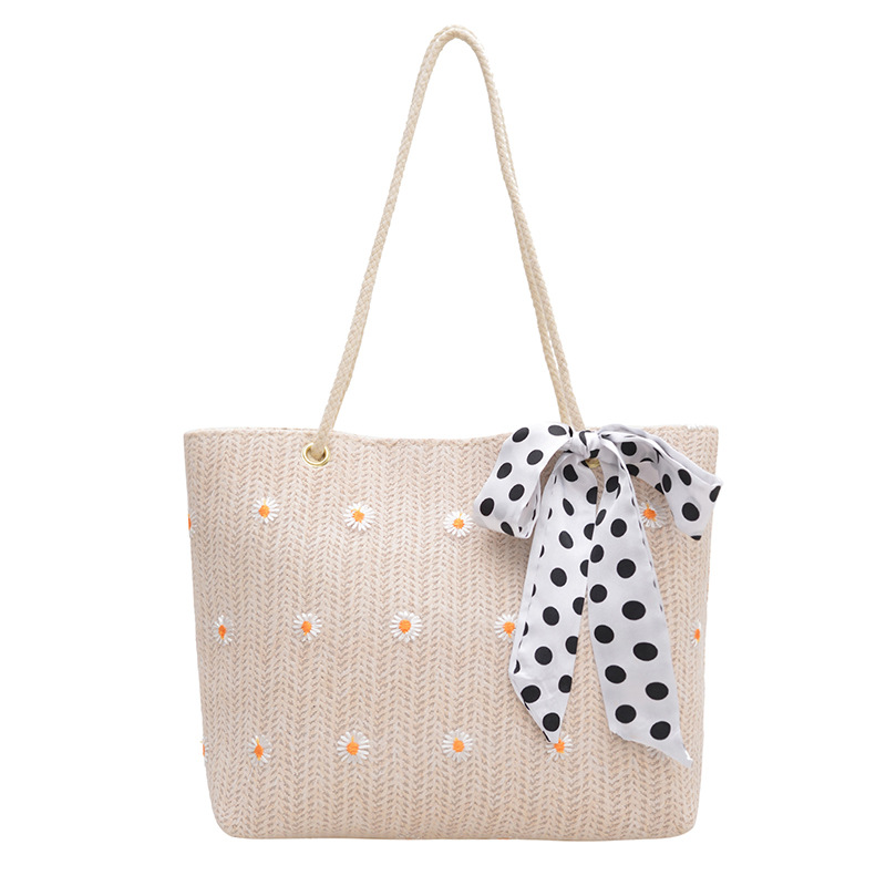 The new straw woven bag for summer 2025 is a trendy and fashionable women's bag. It is a cool single-shoulder hand-carry large-capacity lace tote bag Item Picture