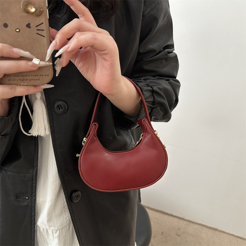 High-end small bag for women, spring and summer new style European and American fashion leopard print retro niche dumpling bag, hand-held crescent-shaped bag Specification drawing