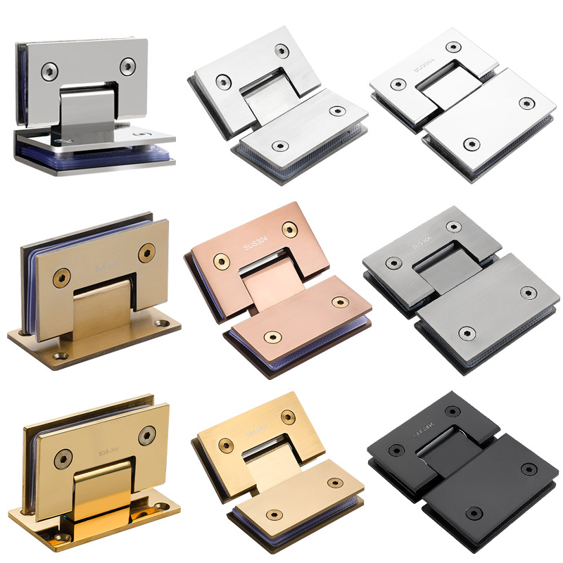 304 Bathroom clamp, 180-degree glass door hinge, bathroom clamp, 90-degree frameless glass stainless steel bathroom clamp for shower room Item Picture